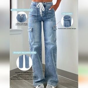 🔥NEW! Women's Straight Leg Cargo Jeans Sz 12/XL
